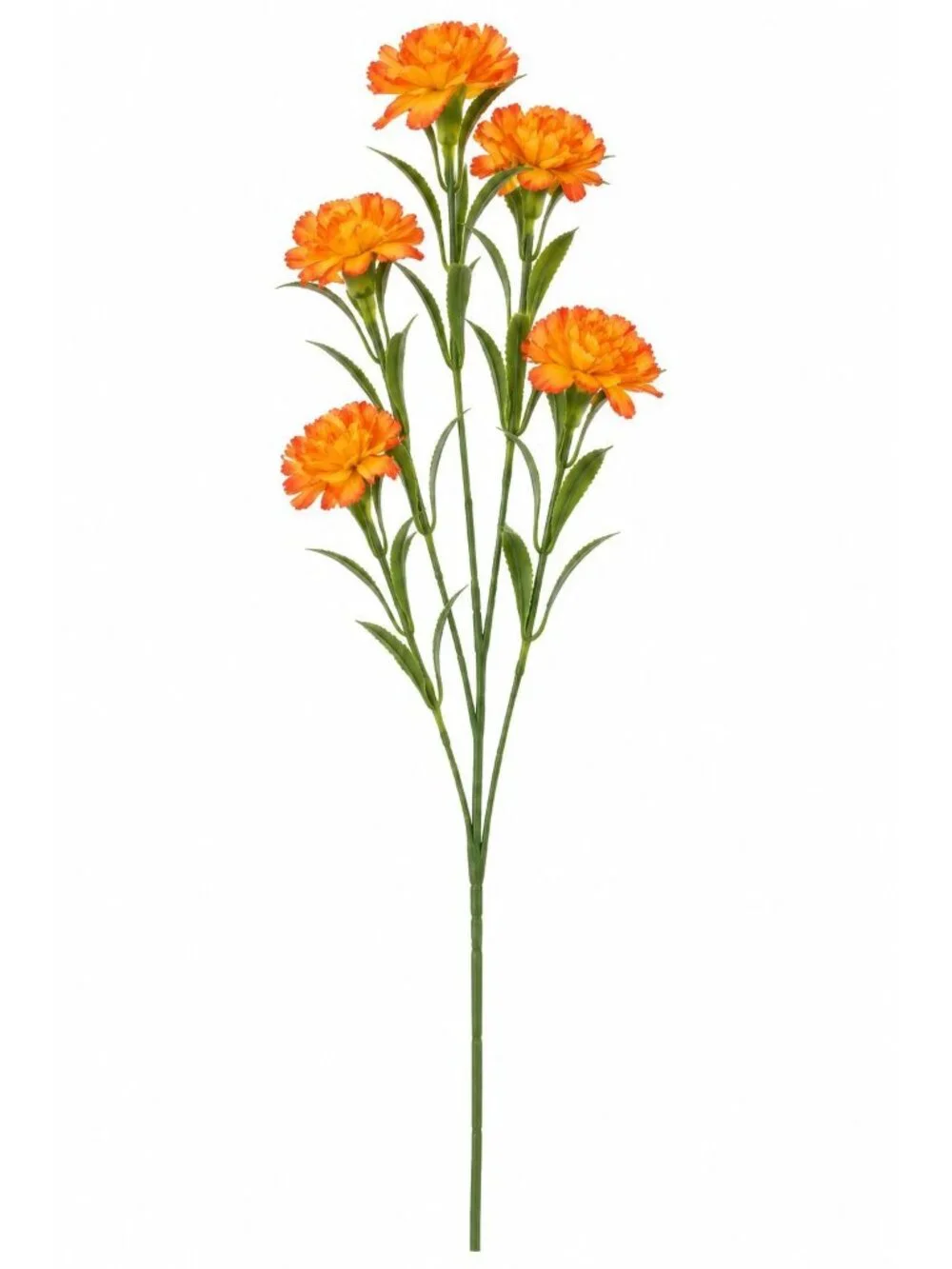 Orange Yellow Mini Carnation Stem 28 Inch Artificial Silk Flower Spray 5 Blooms